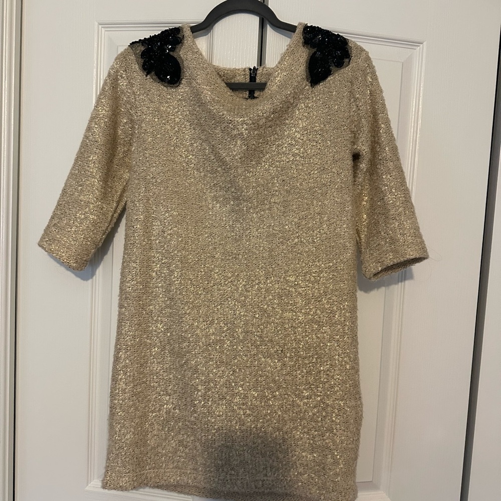 Gold Sequin Dress with Black Embellishments